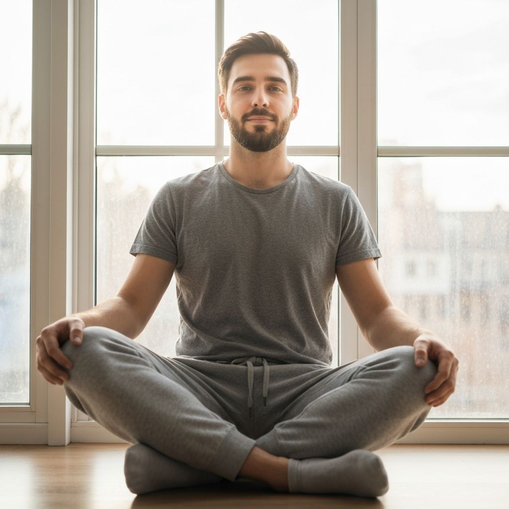 Person practicing mindfulness in peaceful setting